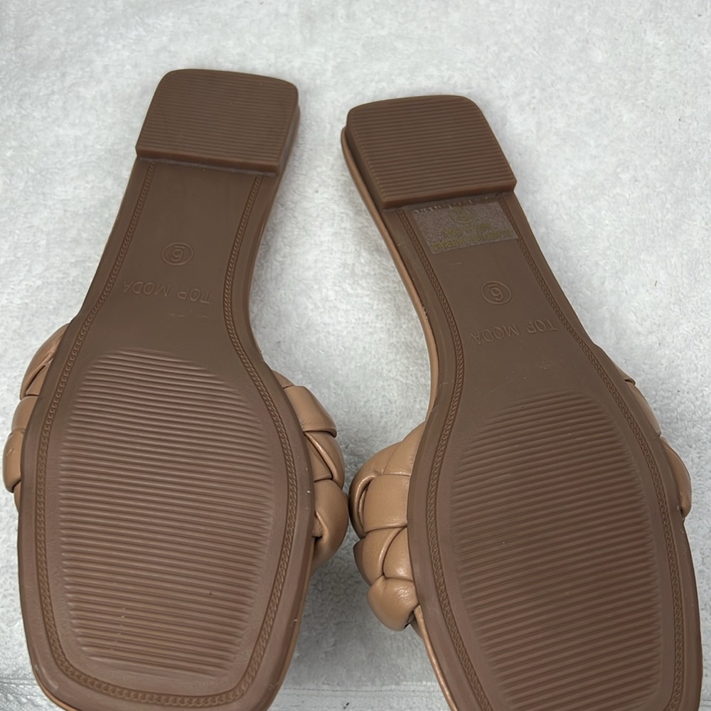 Top Moda, tan braided flats size 6 - Picture 3 of 4